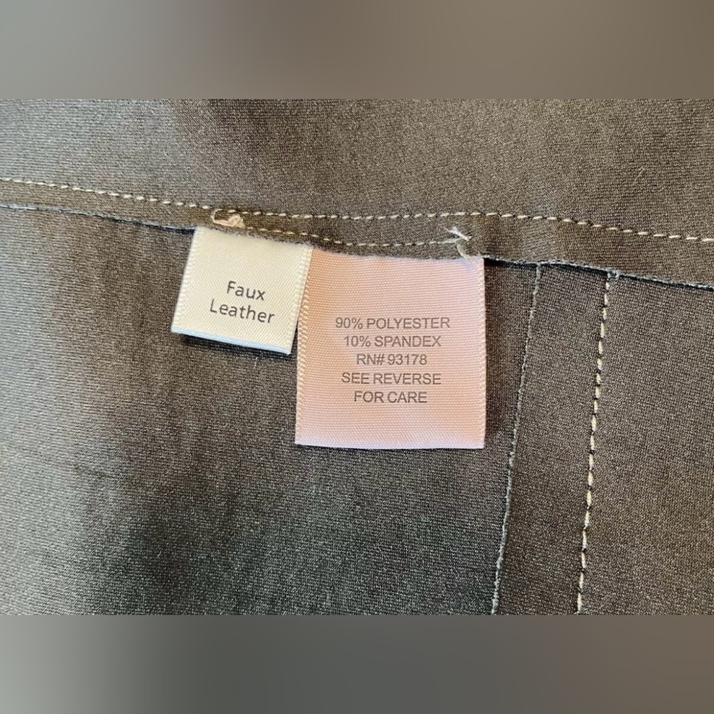 Philosophy Olive Green w/ Leaf Design SZ L Faux Leather Suede Moto Jacket - Picture 14 of 15
